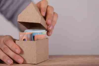 Schachtel in Hausform mit Geldscheinen - © vegefox.com - stock.adobe.com